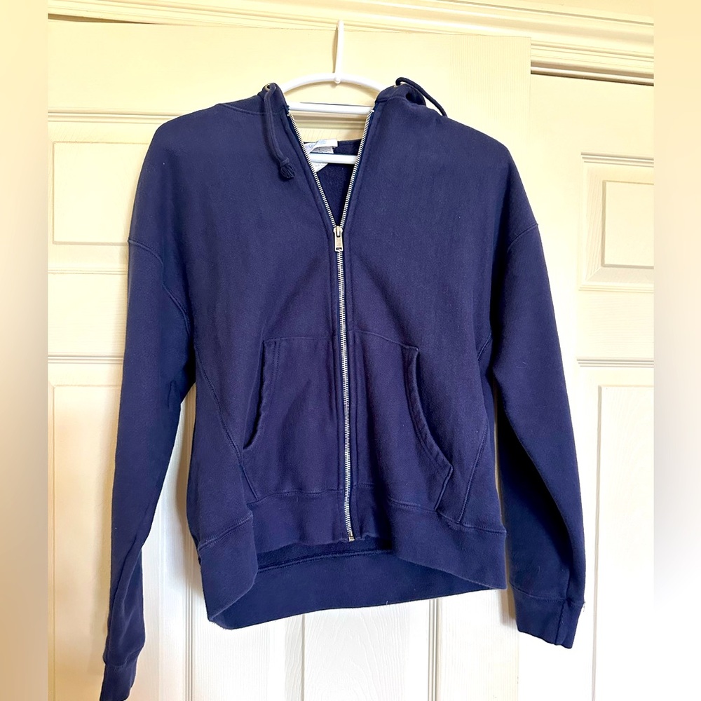 Champion Blue zipped hoody- worn and loved - solid zipper -2 front pockets